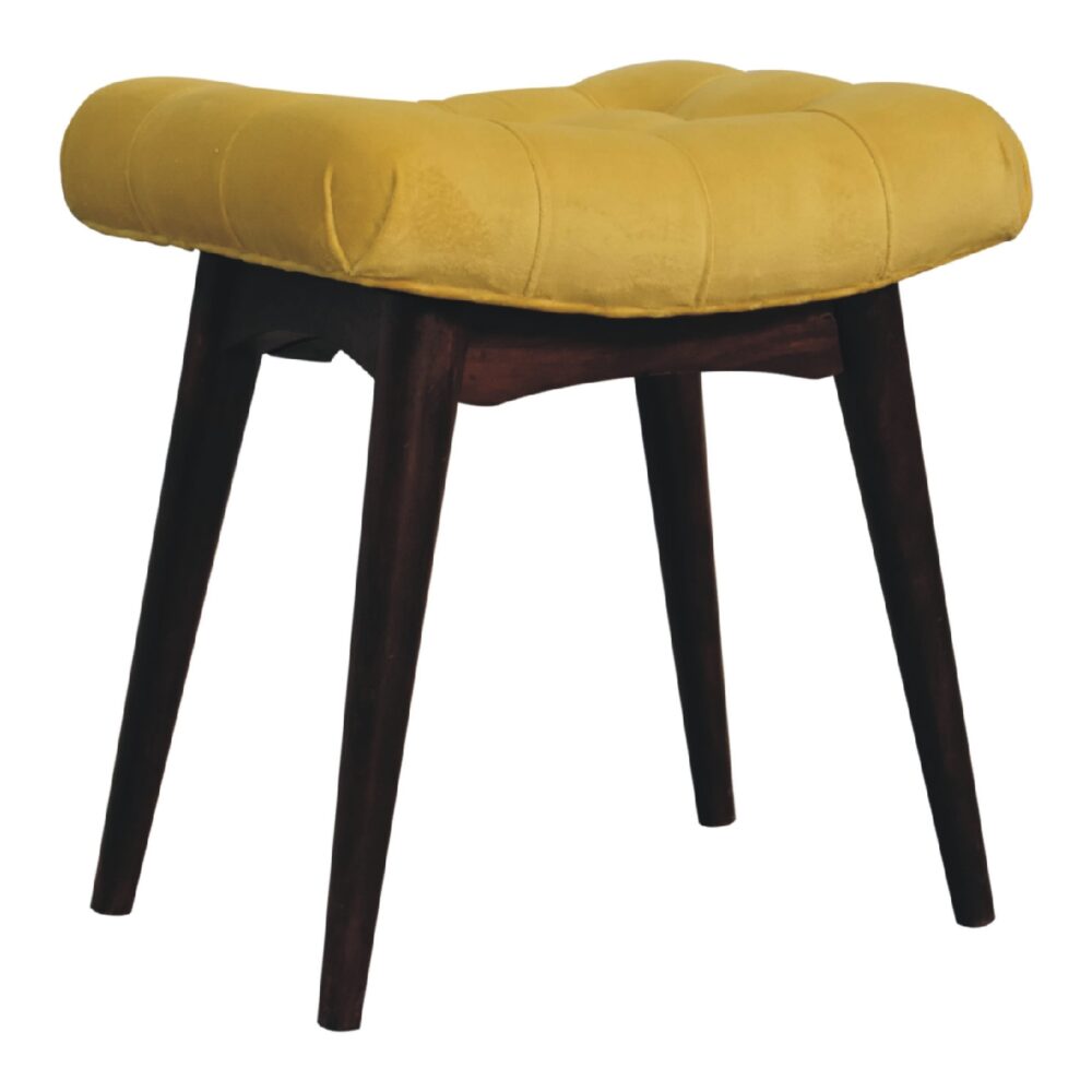 Mini Mustard Cotton Velvet Curved Bench dropshipping