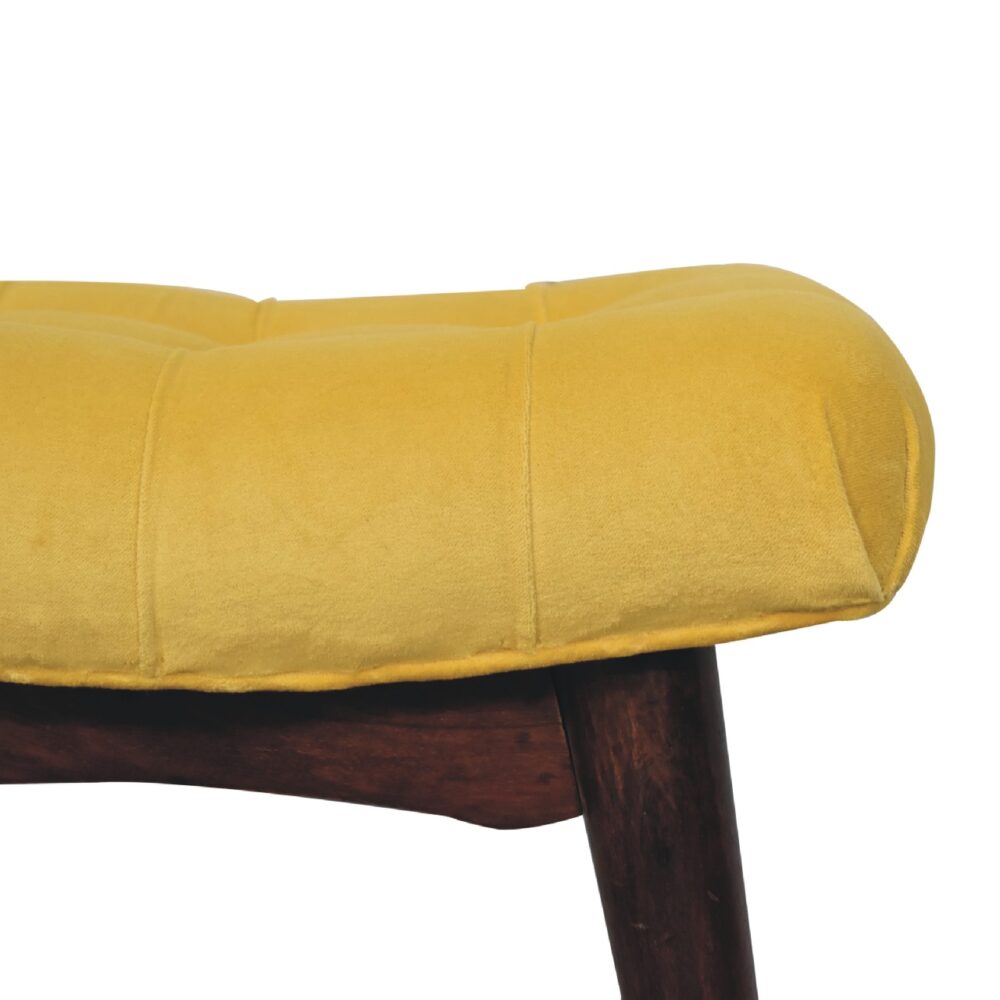 wholesale Mini Mustard Cotton Velvet Curved Bench for resale