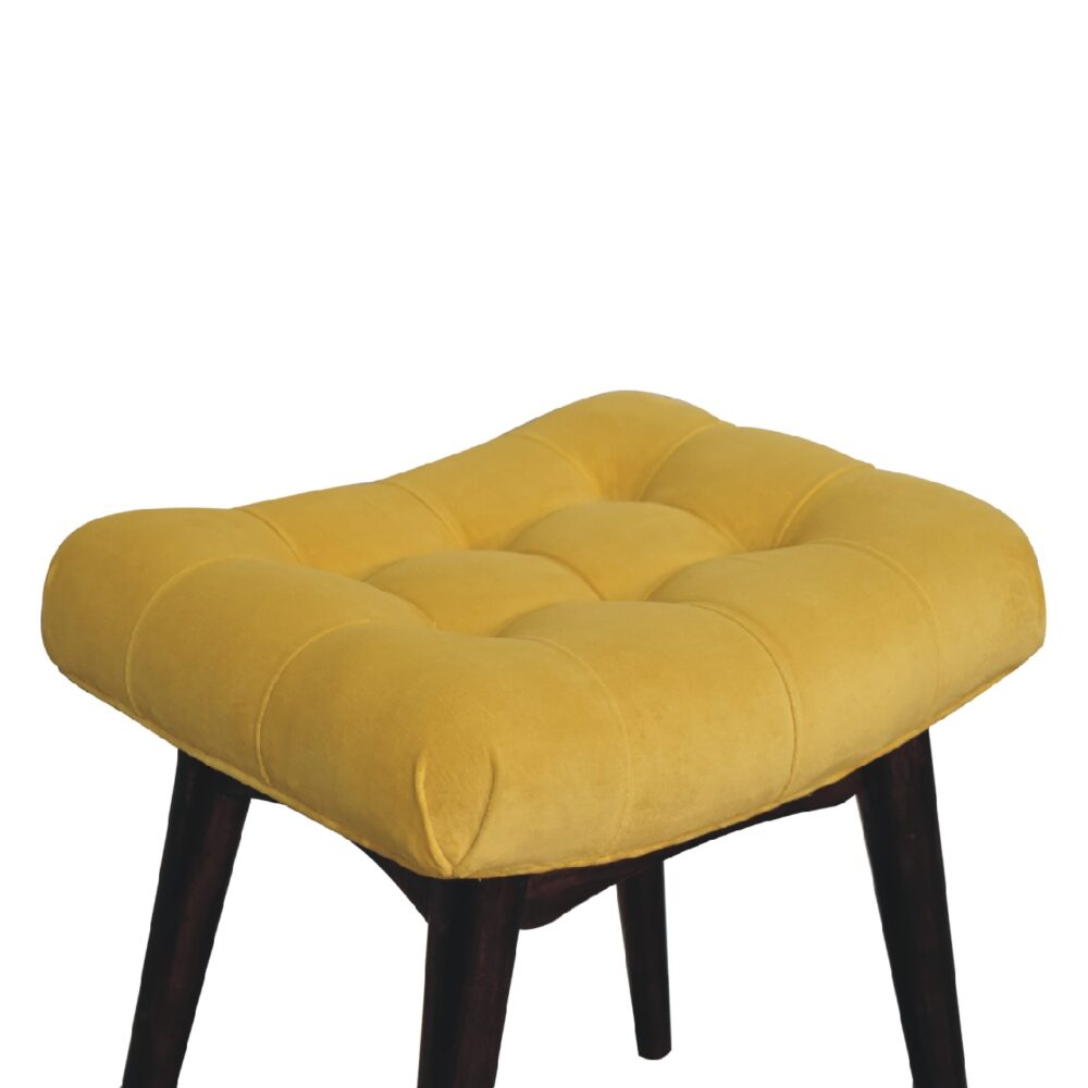 Mini Mustard Cotton Velvet Curved Bench for resell