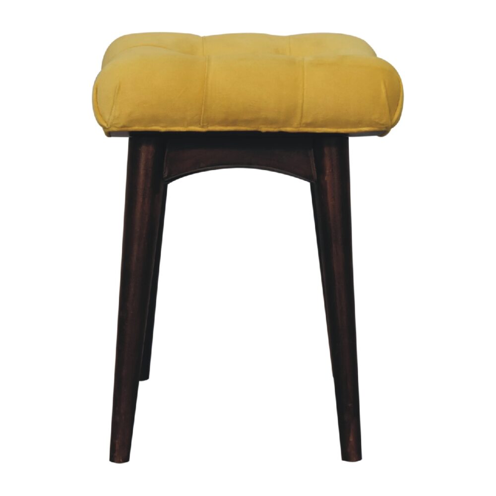 bulk Mini Mustard Cotton Velvet Curved Bench for resale