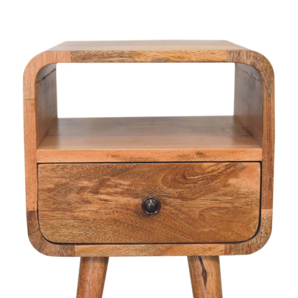 wholesale Mini Oak-ish Curved Bedside with Open Slot for resale