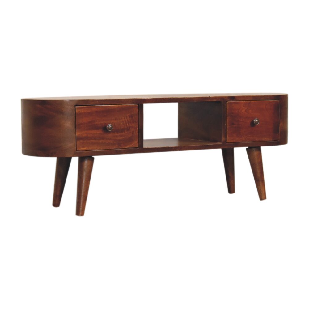 wholesale Chestnut Rounded Coffee Table with Open Slot for resale