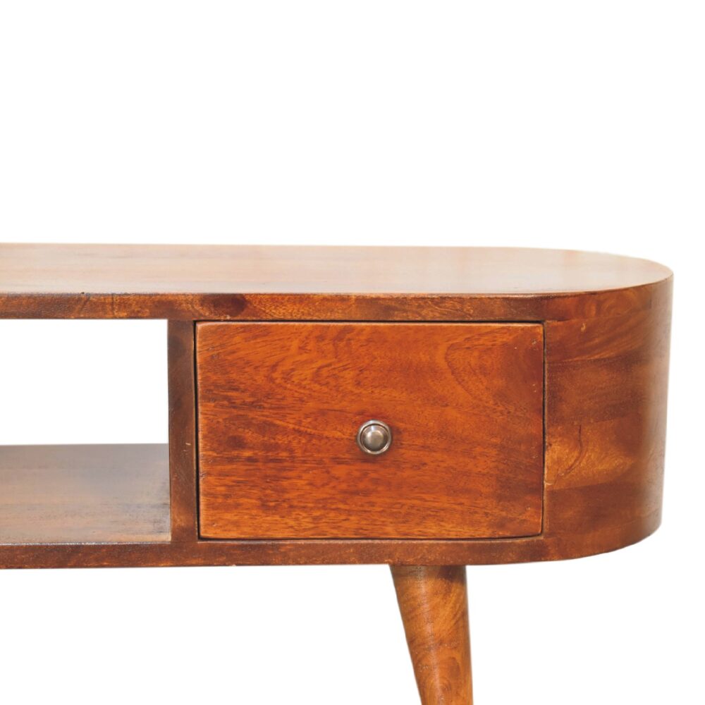 wholesale Chestnut Rounded Coffee Table with Open Slot for resale