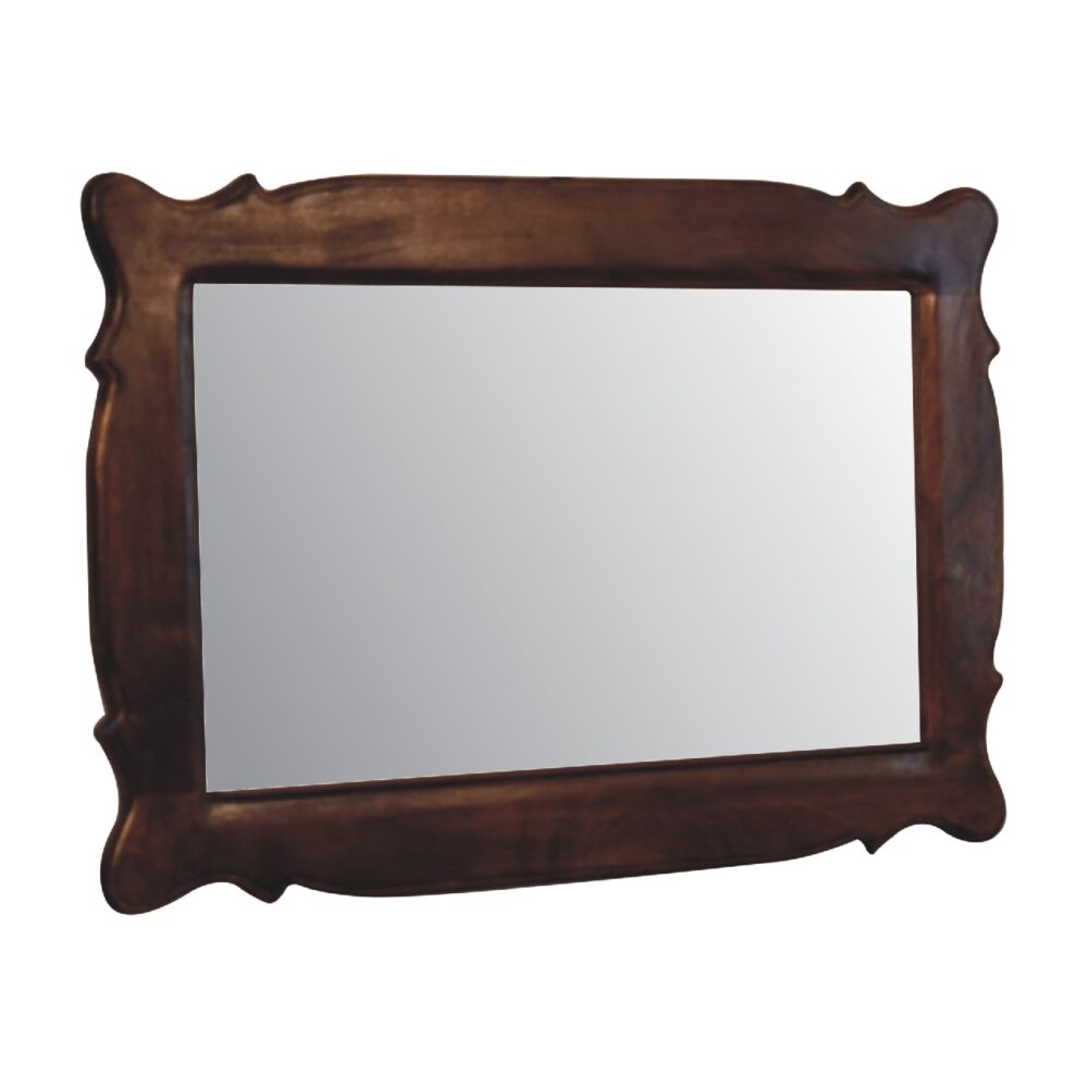 Chestnut Wooden Hand Carved Oblong Frame with Mirror wholesalers