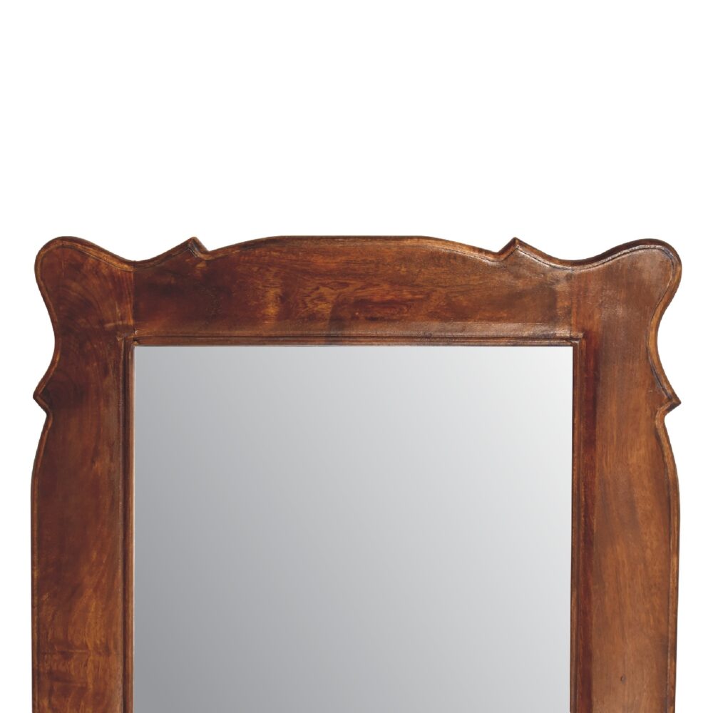 Chestnut Wooden Hand Carved Oblong Frame with Mirror dropshipping
