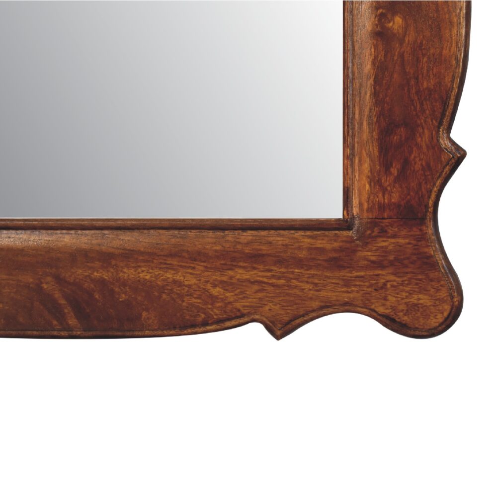 Chestnut Wooden Hand Carved Oblong Frame with Mirror for resell