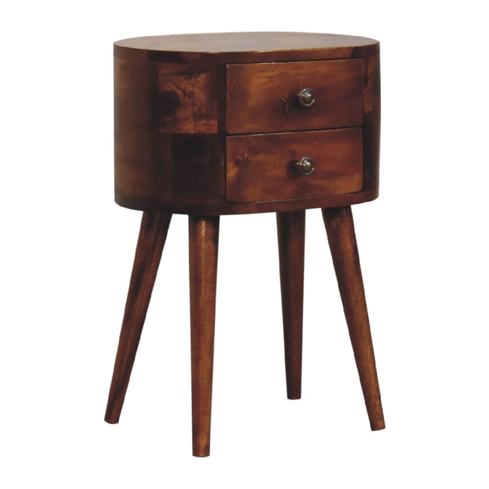 Mini Chestnut Rounded Bedside Table dropshipping