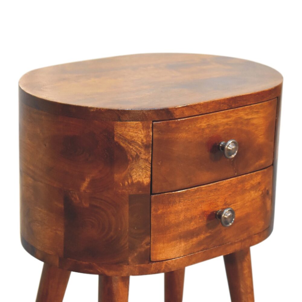 Mini Chestnut Rounded Bedside Table for resell