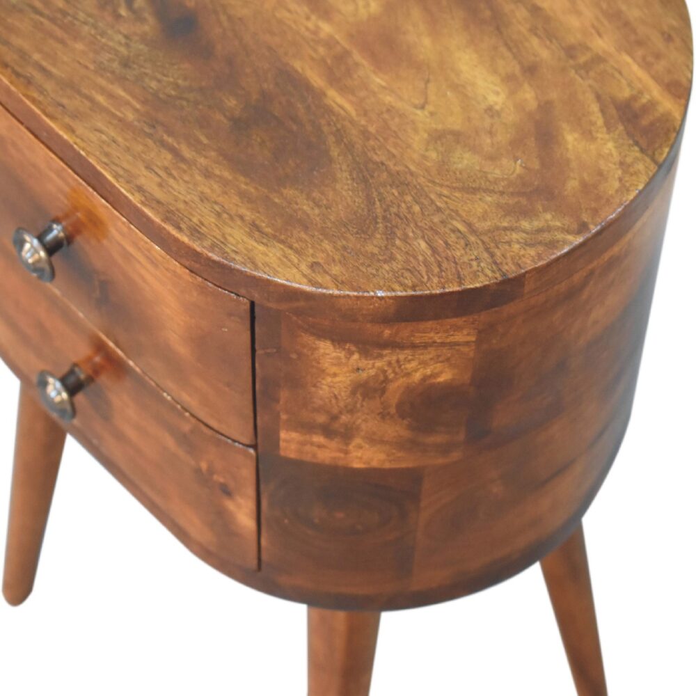 Mini Chestnut Rounded Bedside Table for reselling