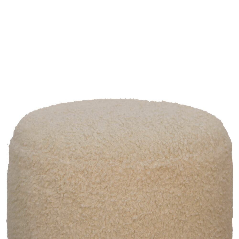 Boucle Cream Round Footstool dropshipping