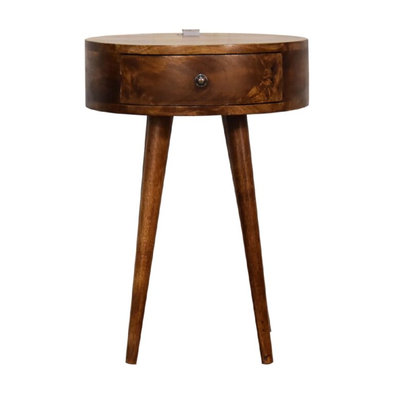 Single Chestnut Rounded Bedside Table with Reading Light for resale