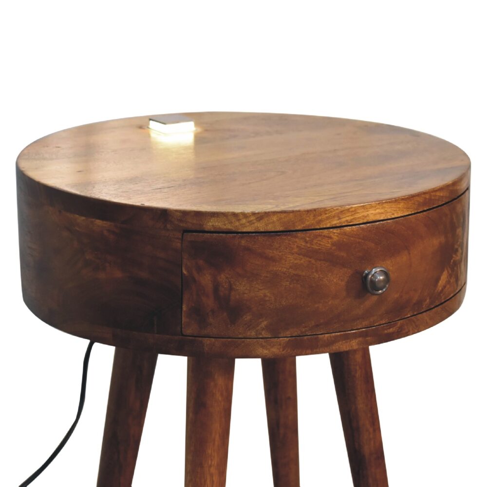 wholesale Single Chestnut Rounded Bedside Table with Reading Light for resale