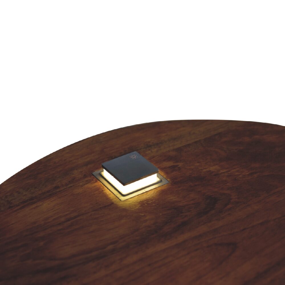 Single Chestnut Rounded Bedside Table with Reading Light for resell