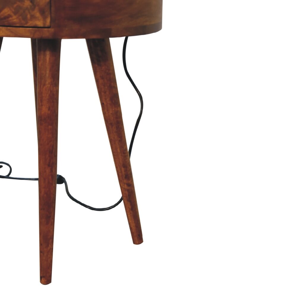bulk Single Chestnut Rounded Bedside Table with Reading Light for resale
