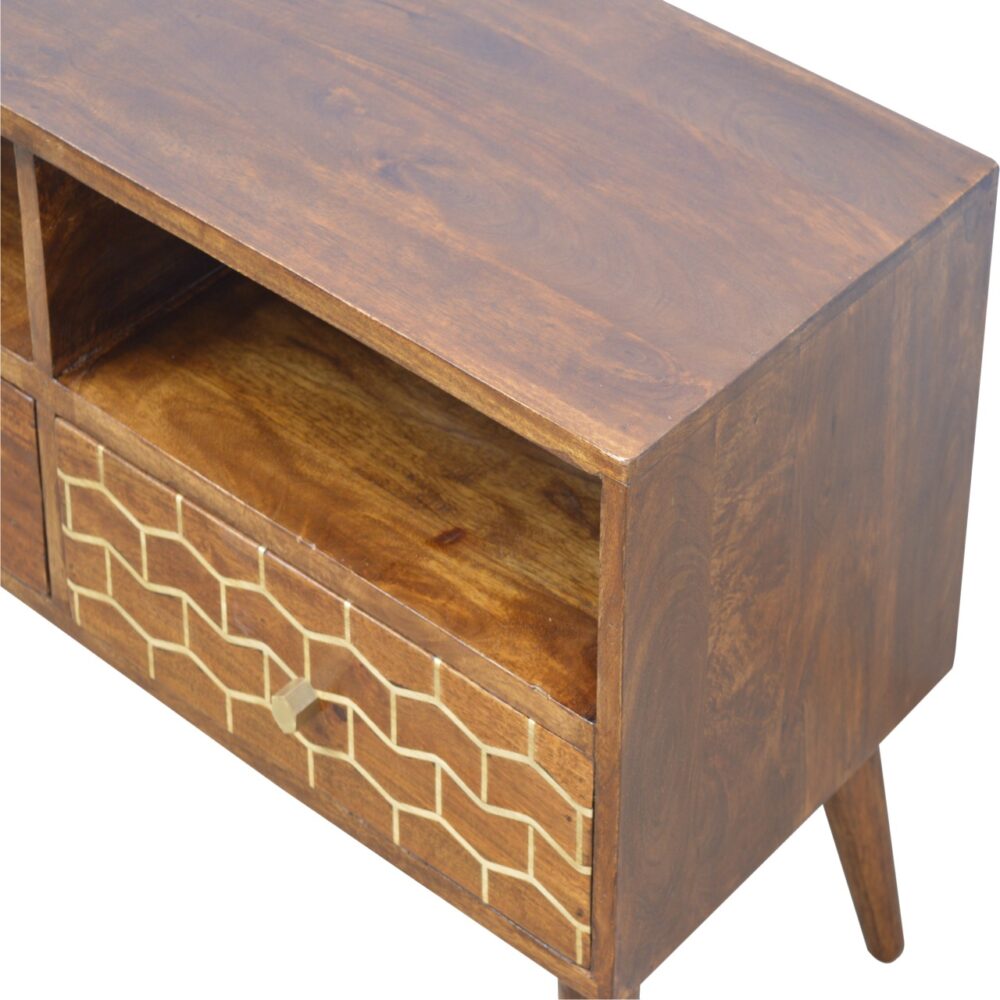 wholesale Gold Art Pattern Drawer Media Unit for resale