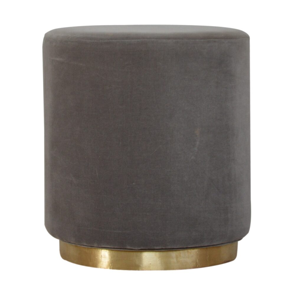 Grey Velvet Footstool with Gold Base for resale