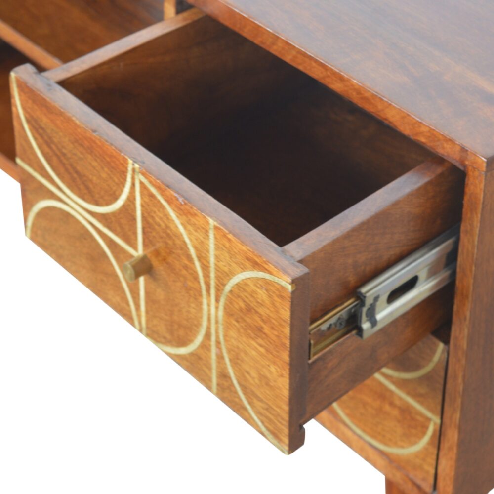 IN927 - Chestnut Gold Inlay Abstract Media Unit for reselling