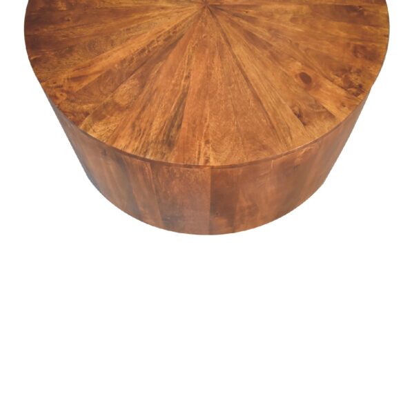 in2111 chestnut round wooden coffee table