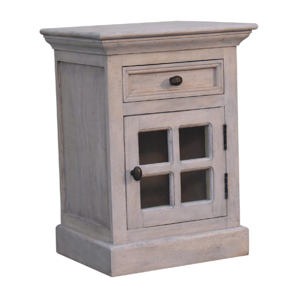 Stone Finish Bedside with Glazed Door dropshipping