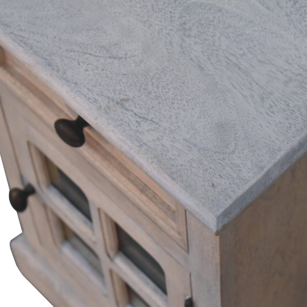 Stone Finish Bedside with Glazed Door for reselling