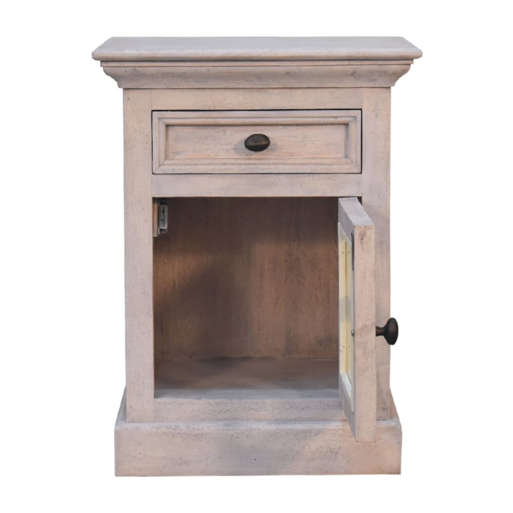 Stone Finish Bedside with Glazed Door for wholesale