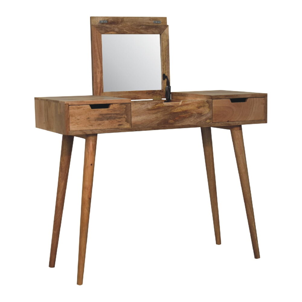 IN3348 - Oak-ish Dressing Table with Foldable Mirror for wholesale