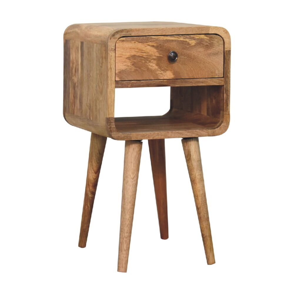 IN3349 - Mini Oak-ish Curved Bedside with Lower Slot dropshipping