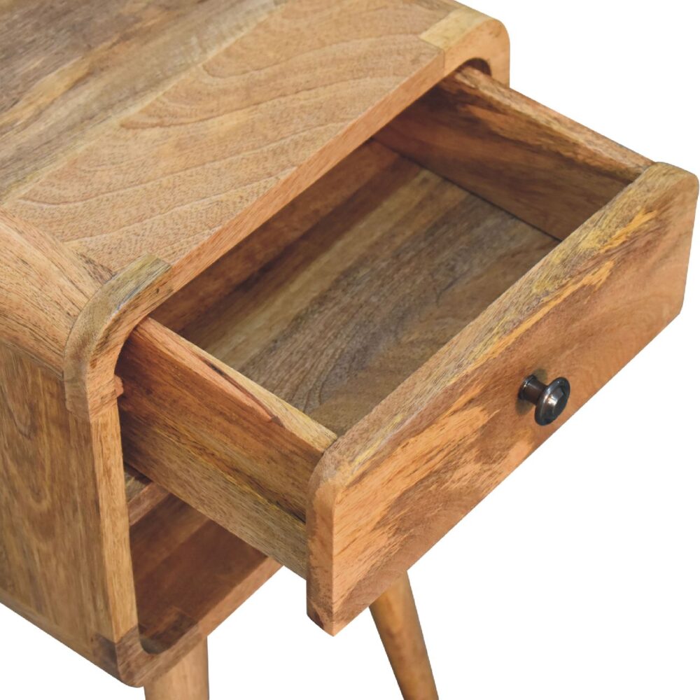 IN3349 - Mini Oak-ish Curved Bedside with Lower Slot for resell