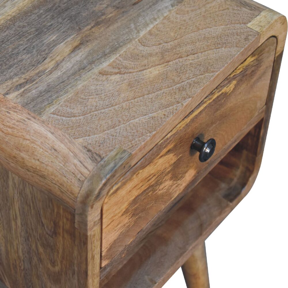 IN3349 - Mini Oak-ish Curved Bedside with Lower Slot for reselling
