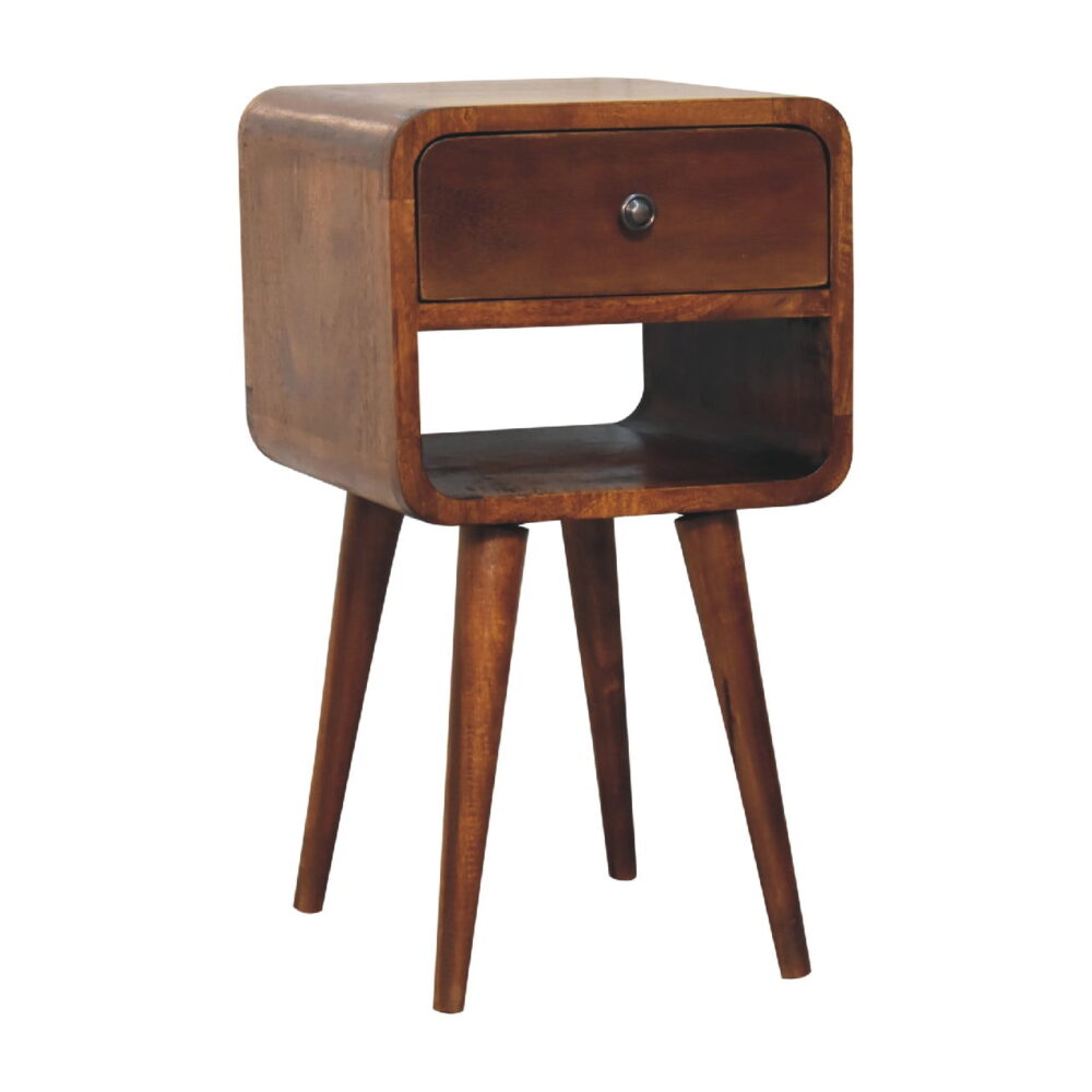 wholesale Mini Chestnut Curved Bedside with Lower Slot for resale