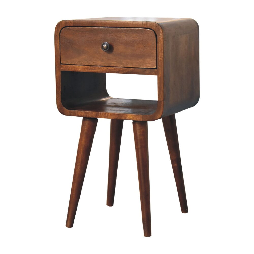 Mini Chestnut Curved Bedside with Lower Slot dropshipping