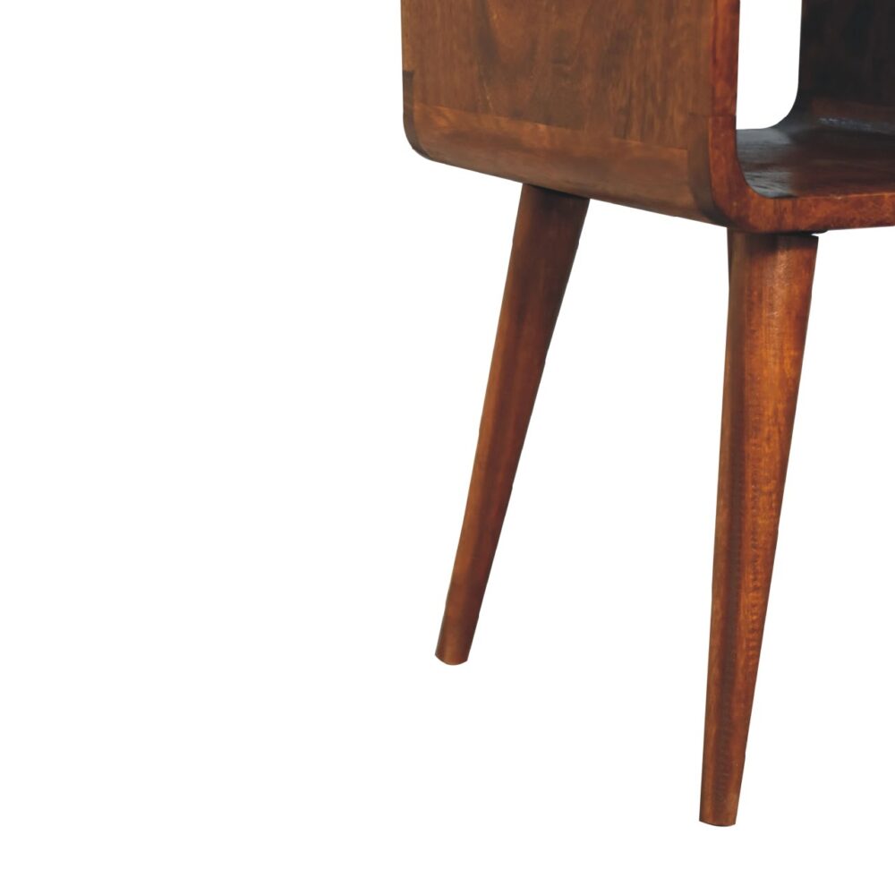 Mini Chestnut Curved Bedside with Lower Slot for wholesale