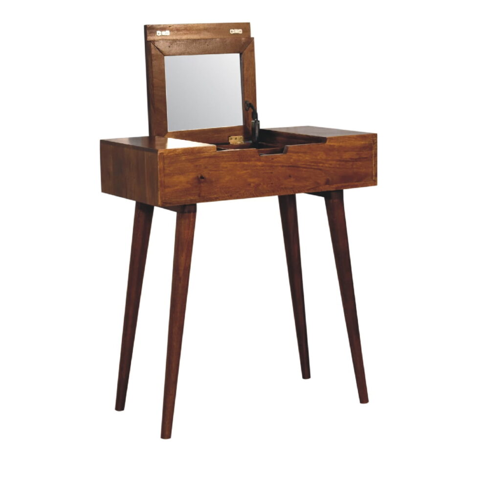 IN3357 - Mini Chestnut Dressing Table with Foldable Mirror dropshipping