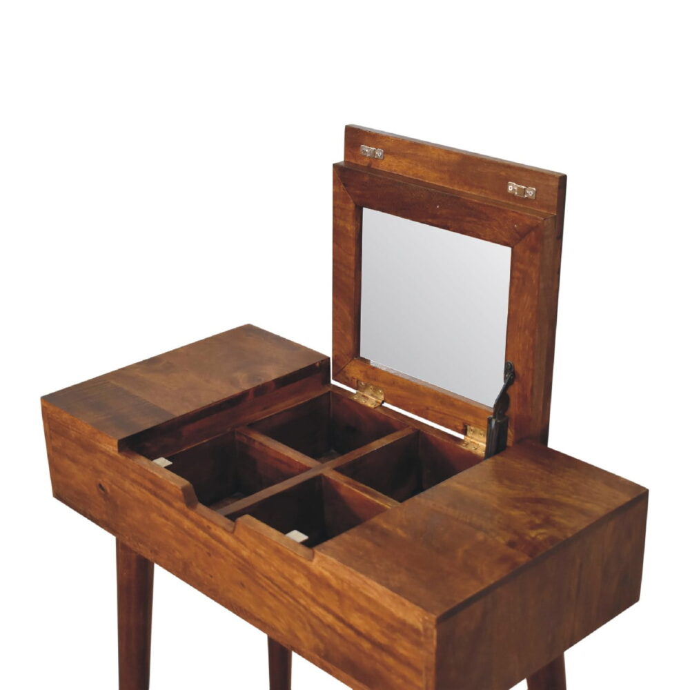 IN3357 - Mini Chestnut Dressing Table with Foldable Mirror for wholesale
