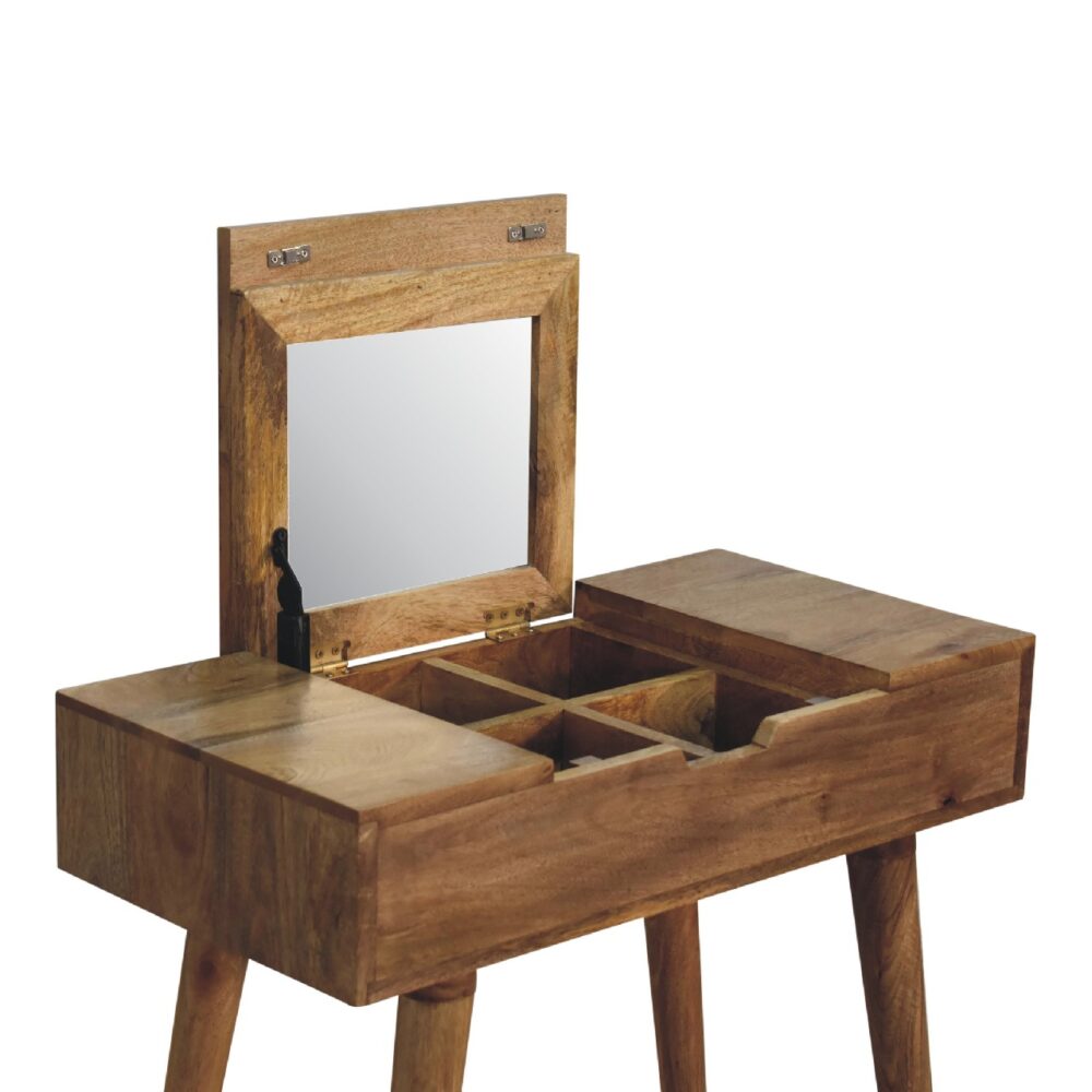 IN3362 - Mini Oak-ish Dressing Table with Foldable Mirror for reselling