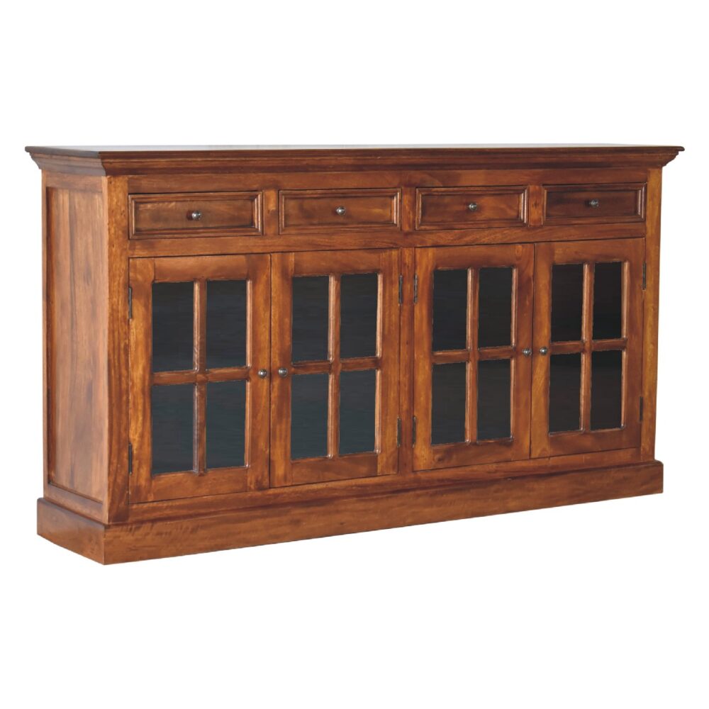 Large Chestnut Sideboard with 4 Glazed Doors dropshipping