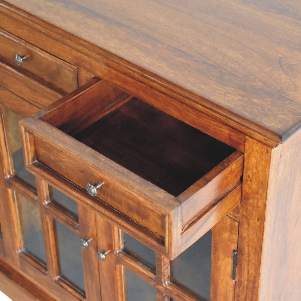 Large Chestnut Sideboard with 4 Glazed Doors for reselling