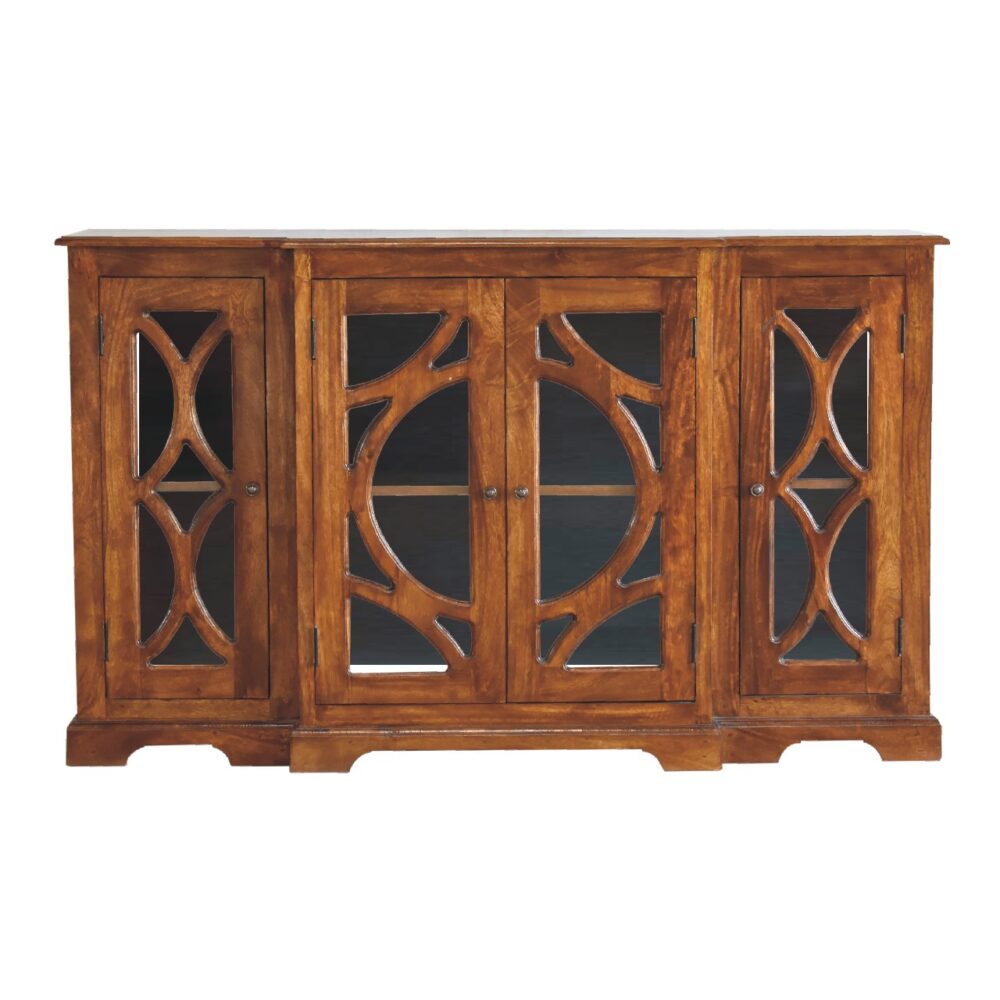 Chestnut Sideboard Hand Carved Glazed Doors for resale