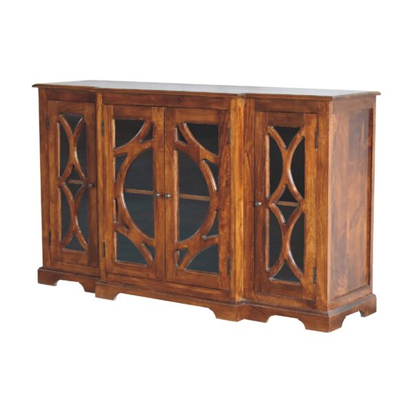 in3366 chestnut sideboard hand carved glazed doors