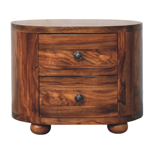 IN3379 - Round Honey Finish Bedside with Bun Feet for resale