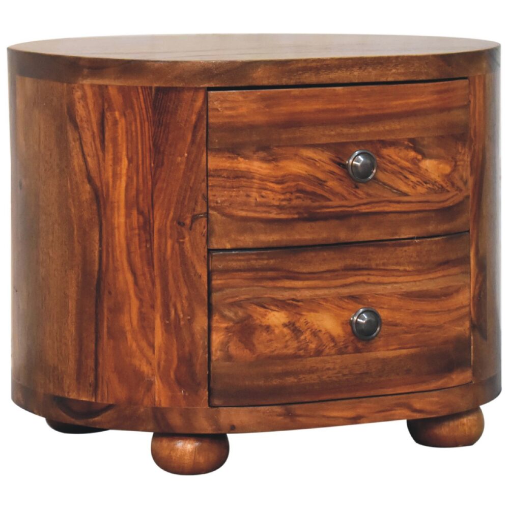wholesale IN3379 - Round Honey Finish Bedside with Bun Feet for resale