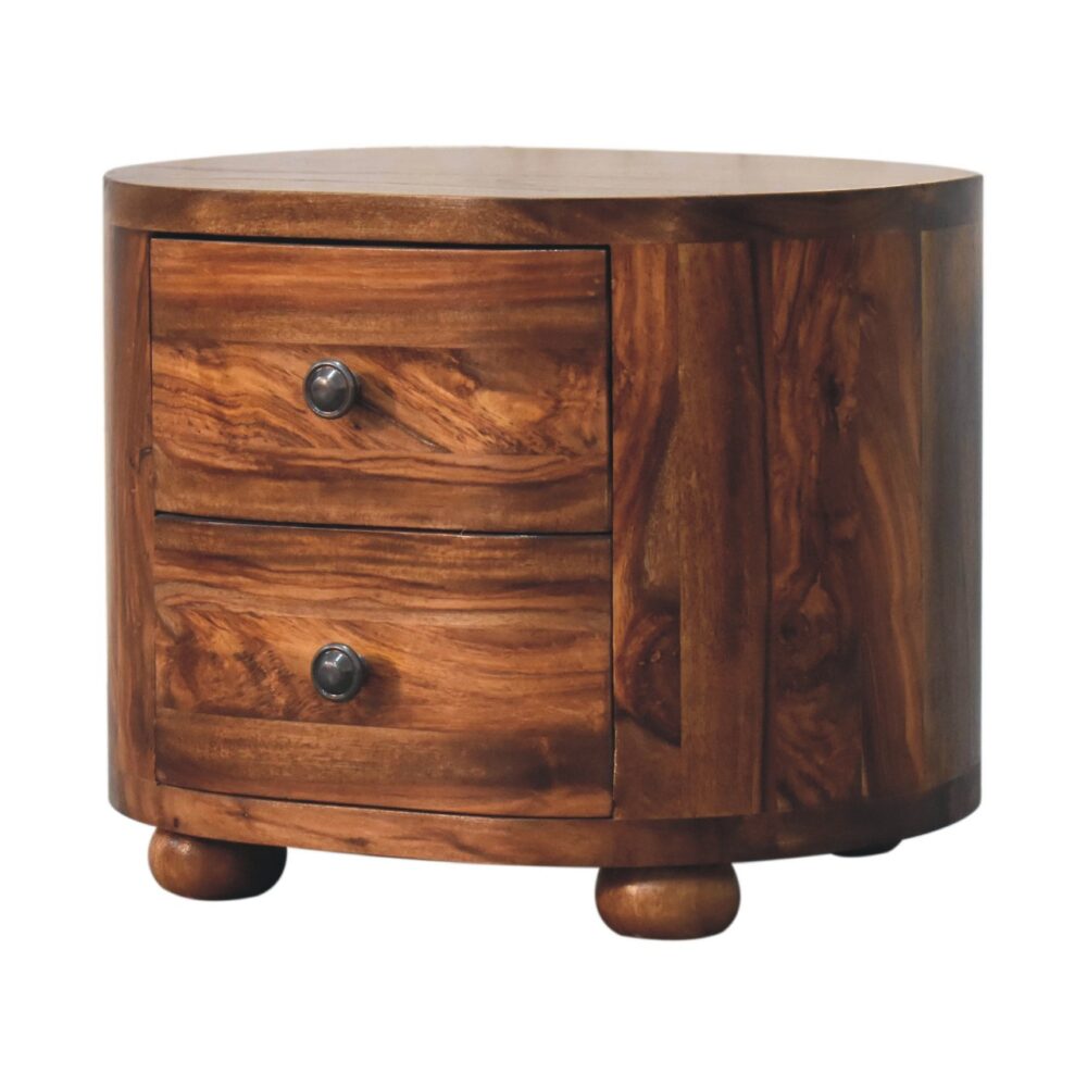 IN3379 - Round Honey Finish Bedside with Bun Feet wholesalers