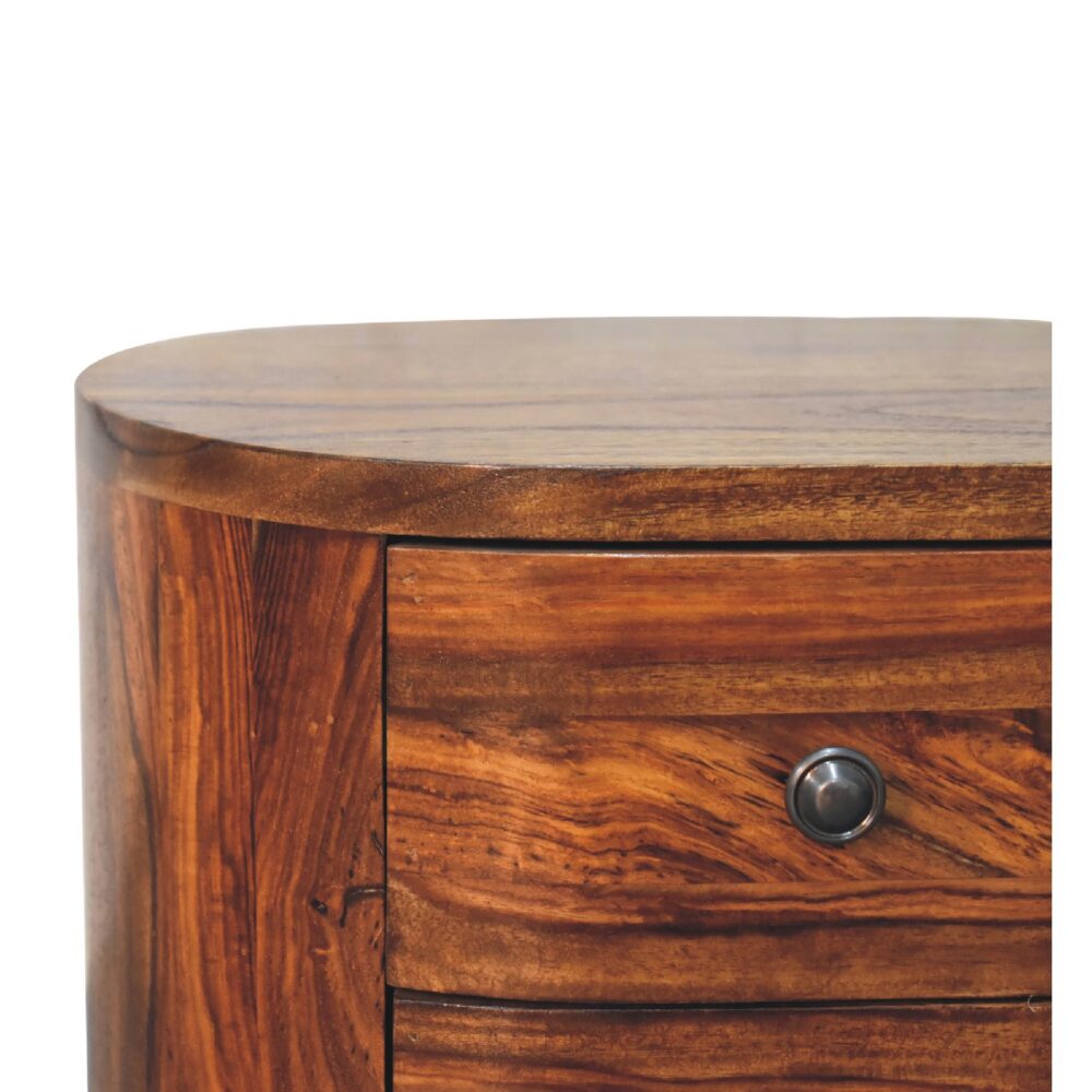 IN3379 - Round Honey Finish Bedside with Bun Feet dropshipping