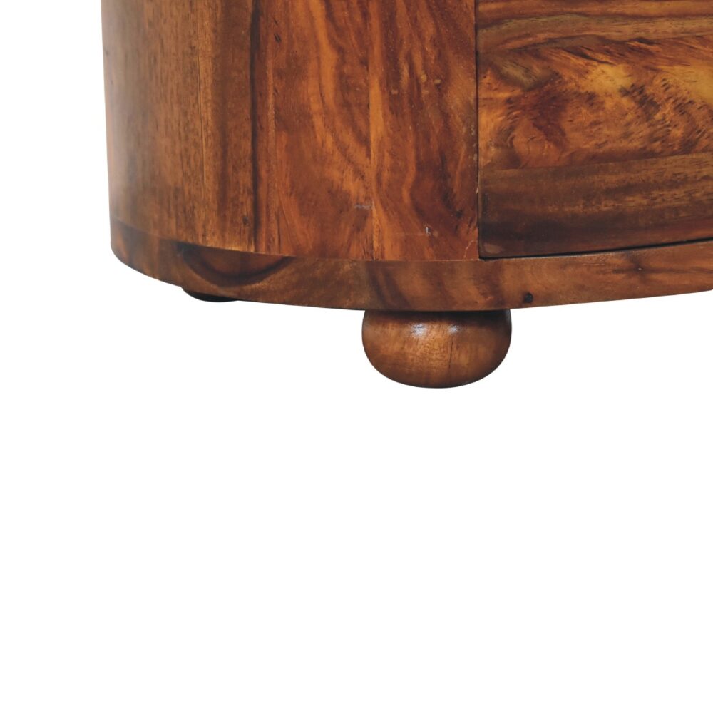 IN3379 - Round Honey Finish Bedside with Bun Feet for reselling