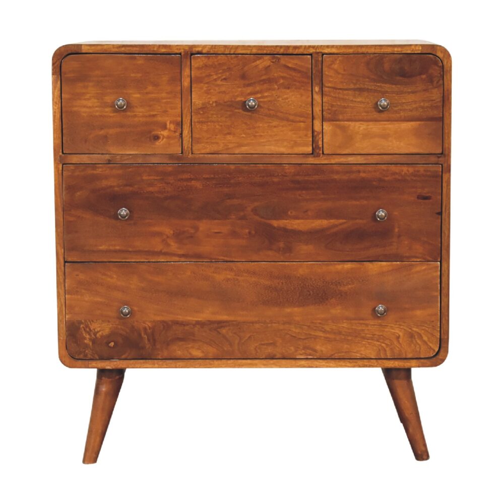 IN3405 - 3 over 2 Curved Chestnut Chest wholesalers