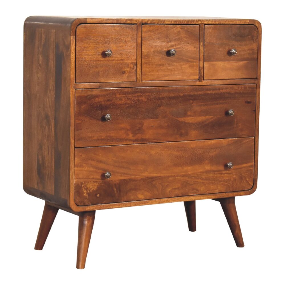 IN3405 - 3 over 2 Curved Chestnut Chest dropshipping