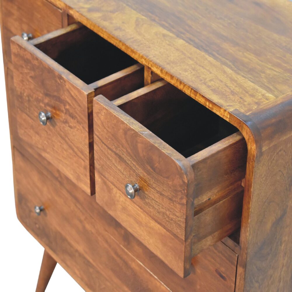 IN3405 - 3 over 2 Curved Chestnut Chest for reselling