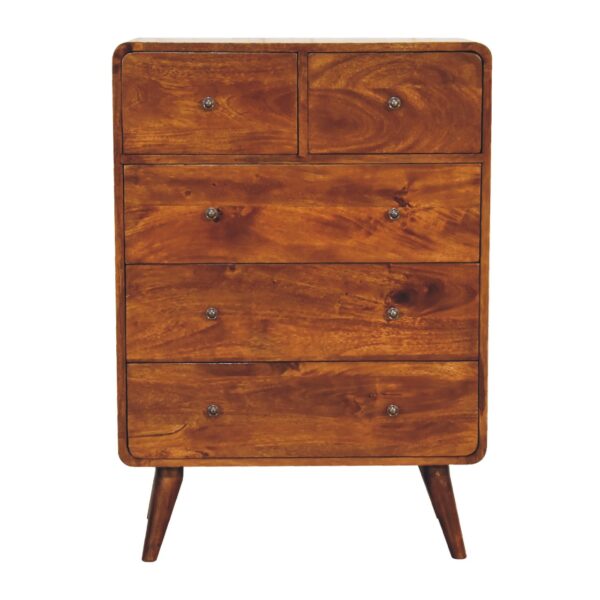 IN3406 - 2 over 3 Curved Chestnut Chest for resale