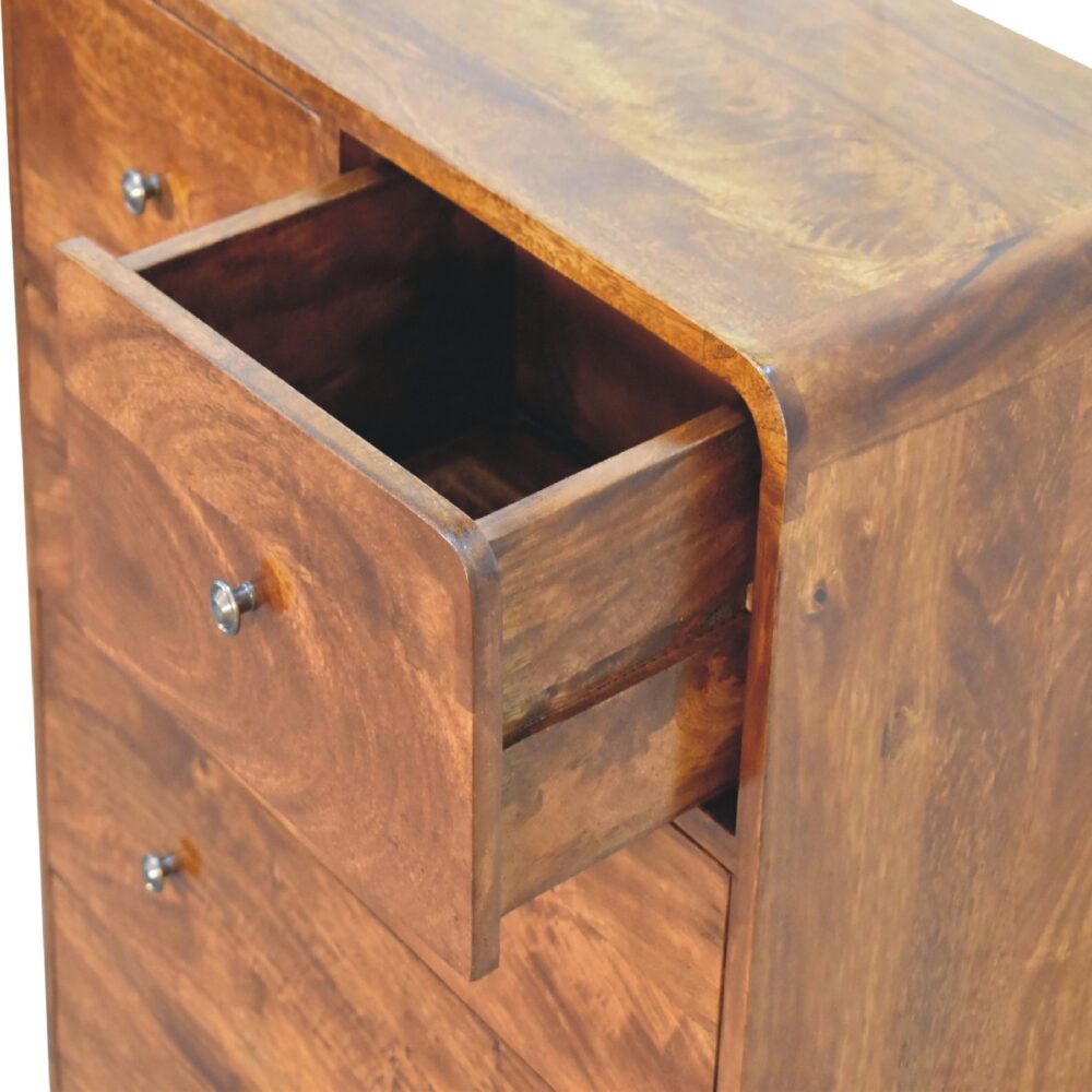 IN3406 - 2 over 3 Curved Chestnut Chest for reselling