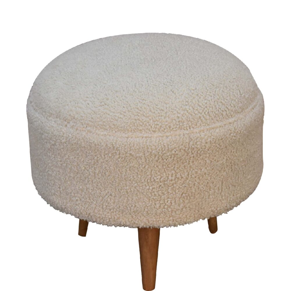 wholesale IN3436 - Boucle Cream Rounded Footstool for resale